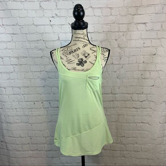 Athleta Green Stripe Speedsetter Tank Double Strap Racerback size small - Picture 1 of 10